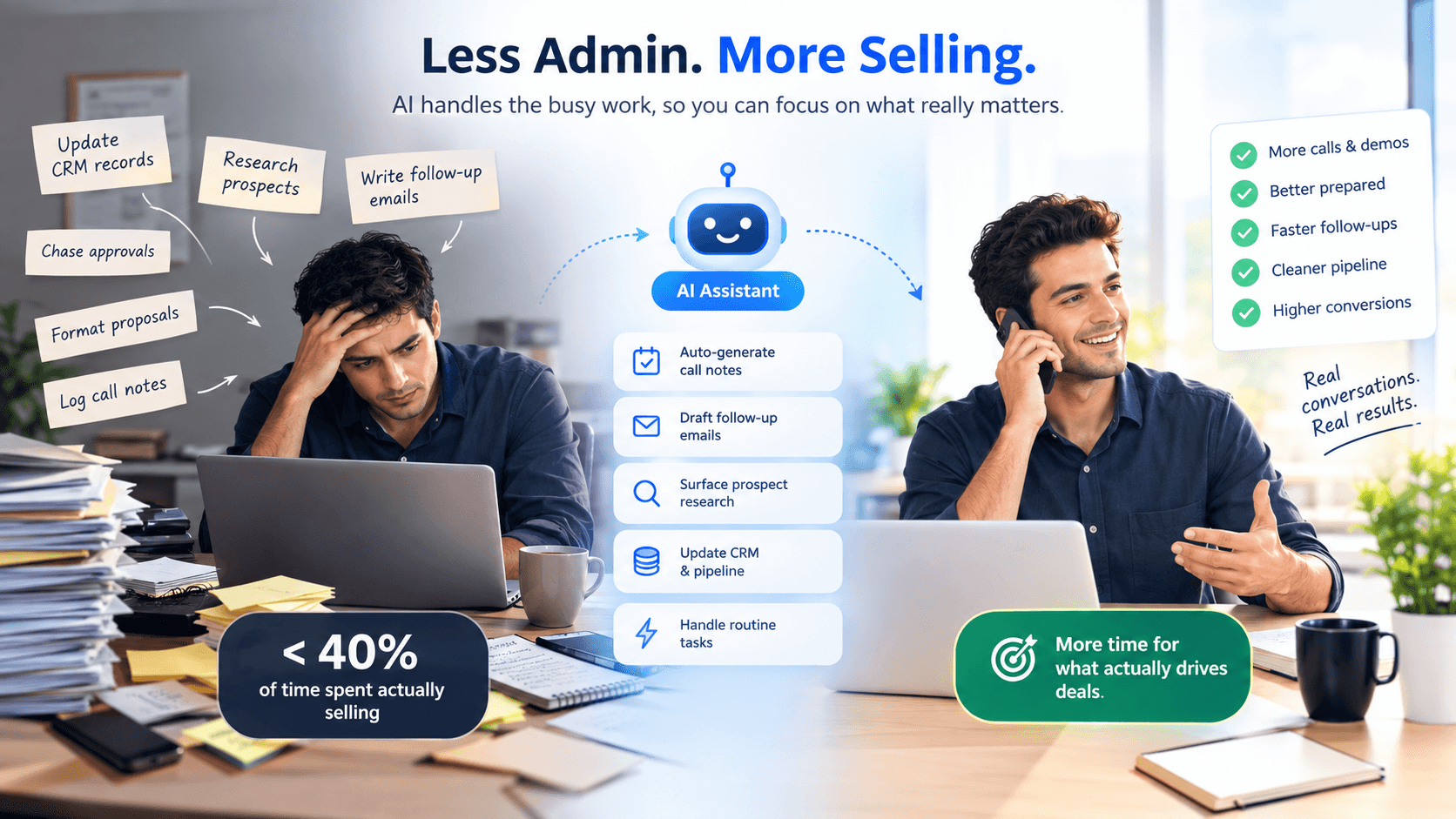 Graphic about sales teams spending most of the day on work that is not selling